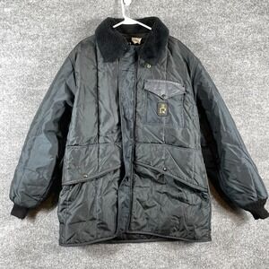 VTG Refrigiwear Jacket Mens XL Black Hooded Insulated Cold Weather Outdoors USA